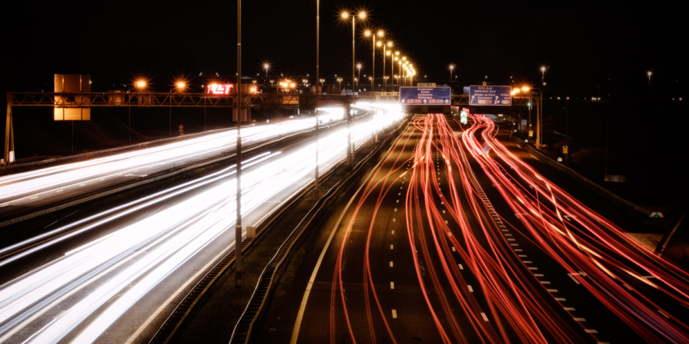 Knooppunt Ridderkerk  – A15 / A16 – Ridderkerk, Rotterdam – Nacht – Snelweg