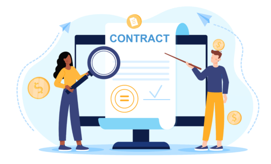 Signing of a business contract concept