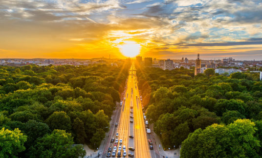 Berlin,Aerial View of Tiergarten park in Victory Column, Germany