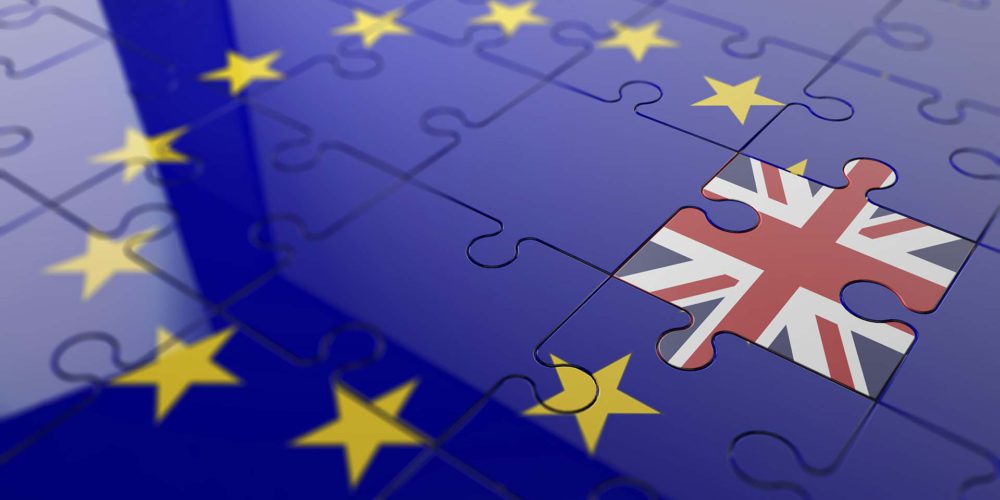 EU and UK flag puzzle pieces Brexit