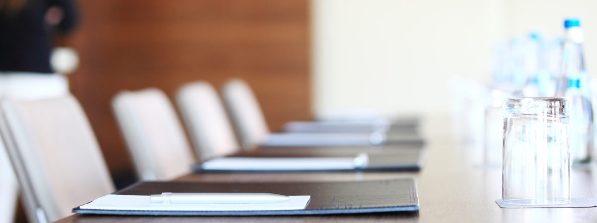 Closeup of an empty conference room before meeting