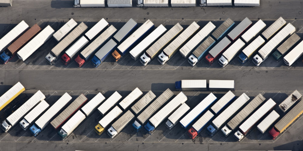 Truck parking place from above